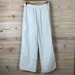 SO goods for life Pant Womens Large Gauze White Wide Leg Pull On Beach Lagenlook